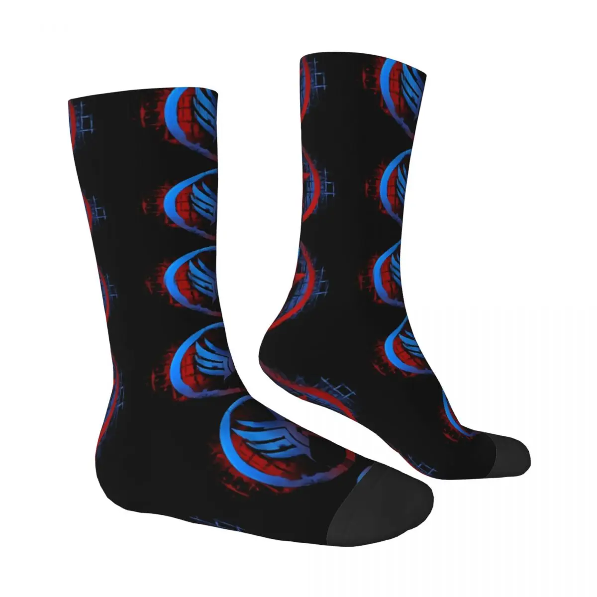 Funny Crazy Sock for Men Paragon Renegade Hip Hop Harajuku Mass Effect Game Happy Pattern Printed Boys Crew Sock Novelty Gift