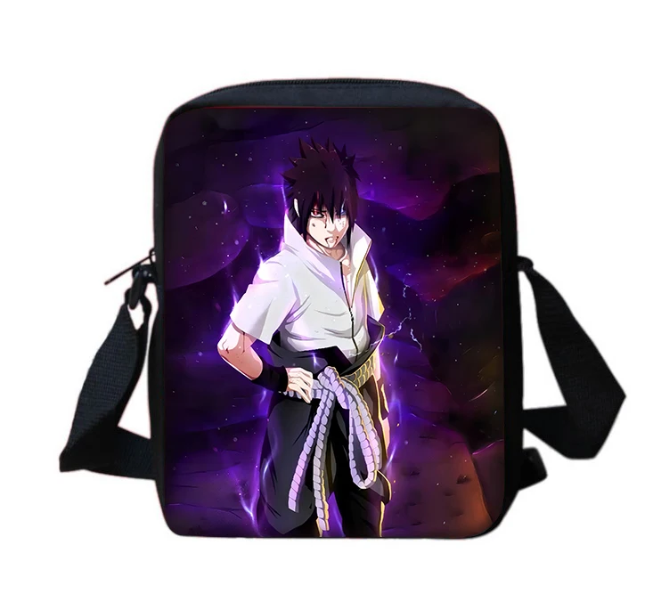 Bolsa de mensajero de hombro con estampado de Anime Cool n-narutos Sasukes para niños y niñas, bolso informal para niños, bolso para teléfono para hombres y mujeres, bolsa de compras