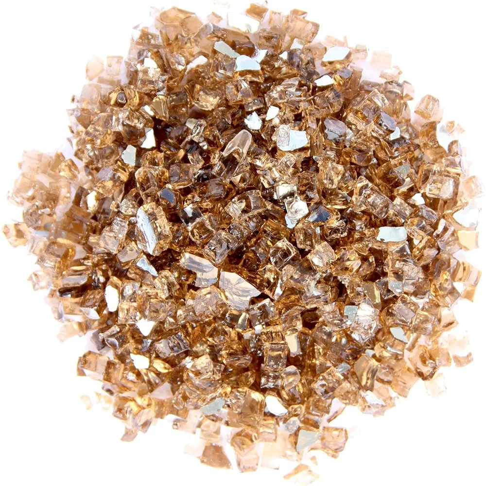 

Reflective fire-resistant glass, suitable for natural gas or propane fireplaces, 10 lbs, copper-colored.