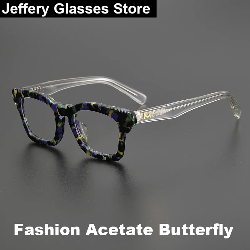 

2024 Japanese Women Acetate Glasses Frame Fashion Vintage Butterfly Shape Eyeglasses 1301 Brand Design Thick Optical Eyewear