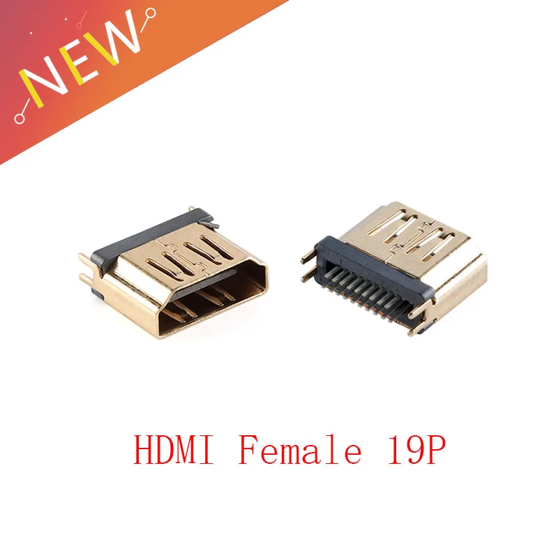 10Pcs HDMI female connector A type 19PIN clamp type high-definition display transmission interface connector socket- gold plated