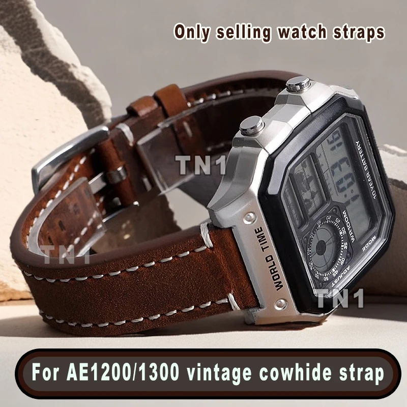 Bracelet 18mm For Casio G-Shock AE-1200WH/1300/1000/1400 A159/A158 AQ-S810W MRW-200H Leather Watch Strap Men's Retro WatchBand