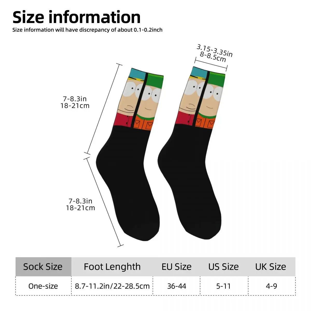 Southpark Anime Product Crew Socks Flexible Southpark All Characters Sport Long Socks Super Soft for Womens Best Gift Idea