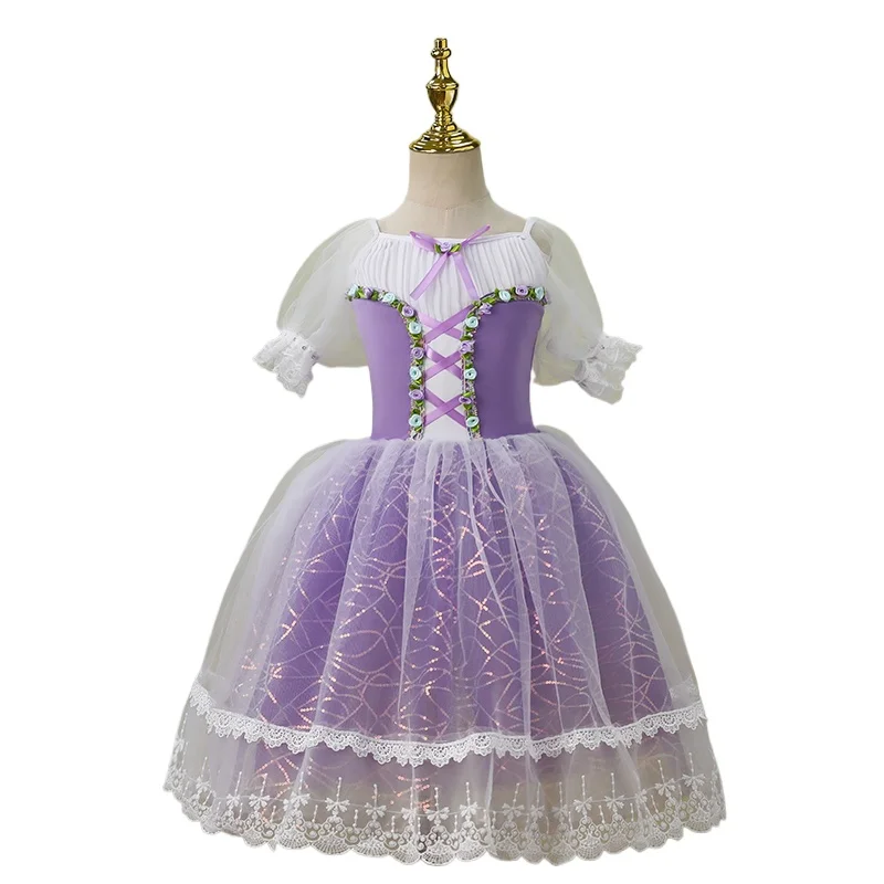 

Ballet Skirt Girls Long Sequined Giselle Ballet Dress Kids Girls Purple Performance Ballerina Children's Clothing Princess Dress