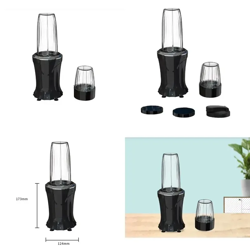 Electric juicer blender, personal smoothie blender, with BPA-free ice grinder bottle