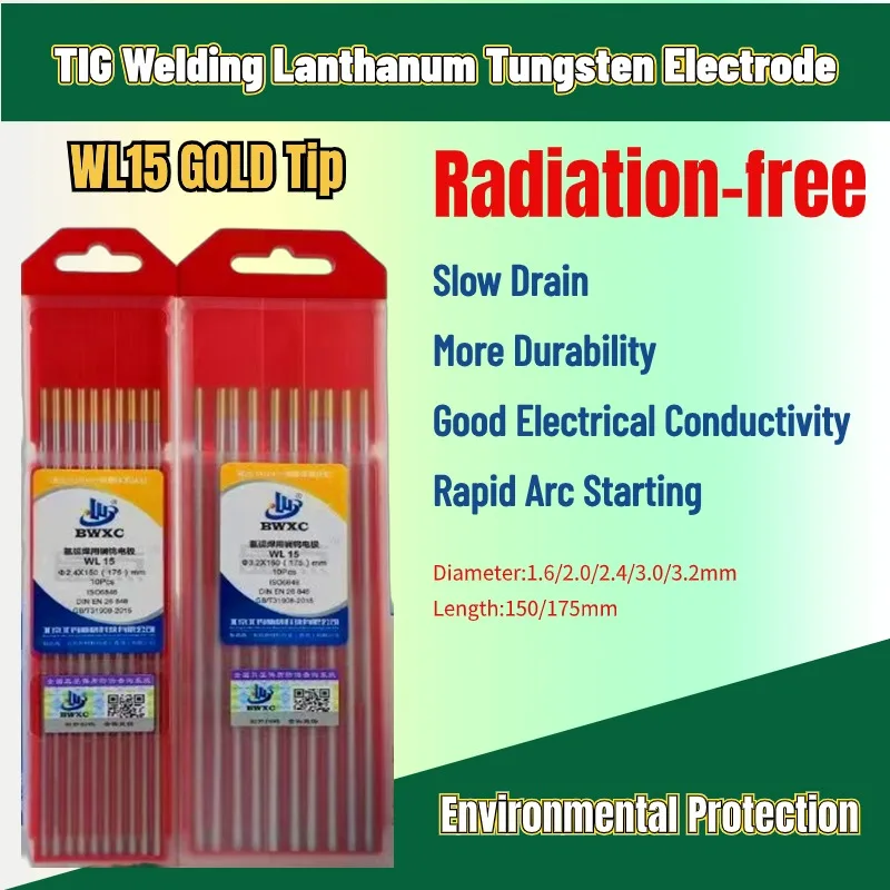 

Welding Gun Welding Accessories Argon Arc Welding Electrode Rod Lanthanum Tungsten Tungsten Needle WL15 Gold Head Radiation-free