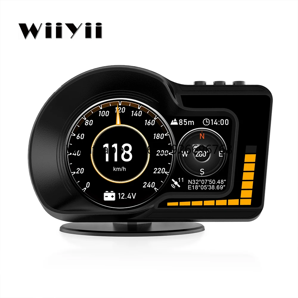 

Hot Sale WiiYii F15 OBD2 Type-C 3-inch Black Car Gauge LCD GPS Speedometer HUD Head-up Display Alarm Function Universal Fitment