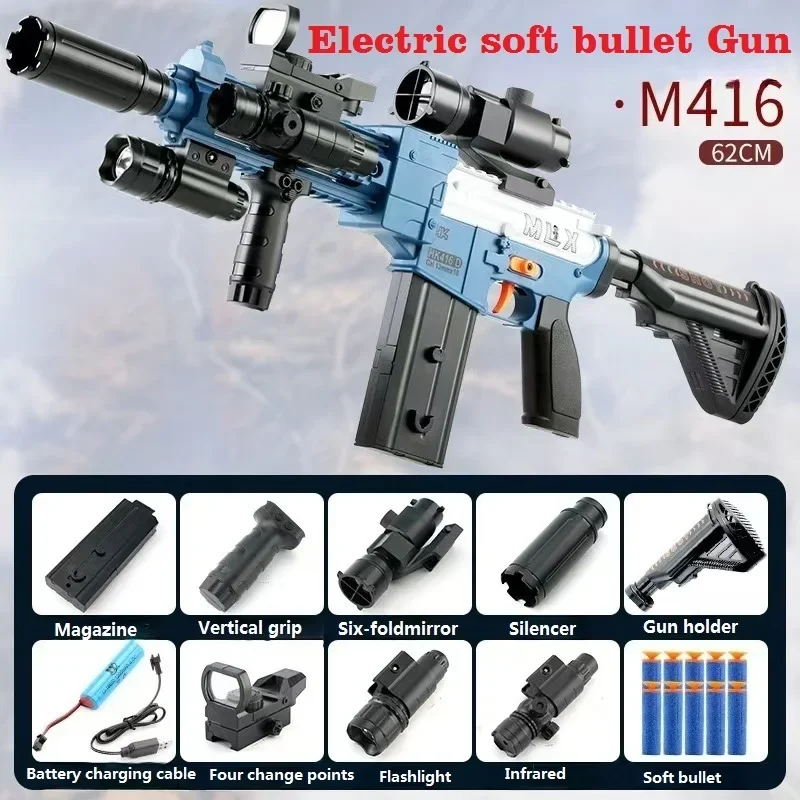 Pistola eléctrica de juguete de bala suave para niños, Dardo de espuma, Rifle Blaster, juego de tiro de francotirador, lanzador de pistola de aire, juguetes al aire libre para niños, M416