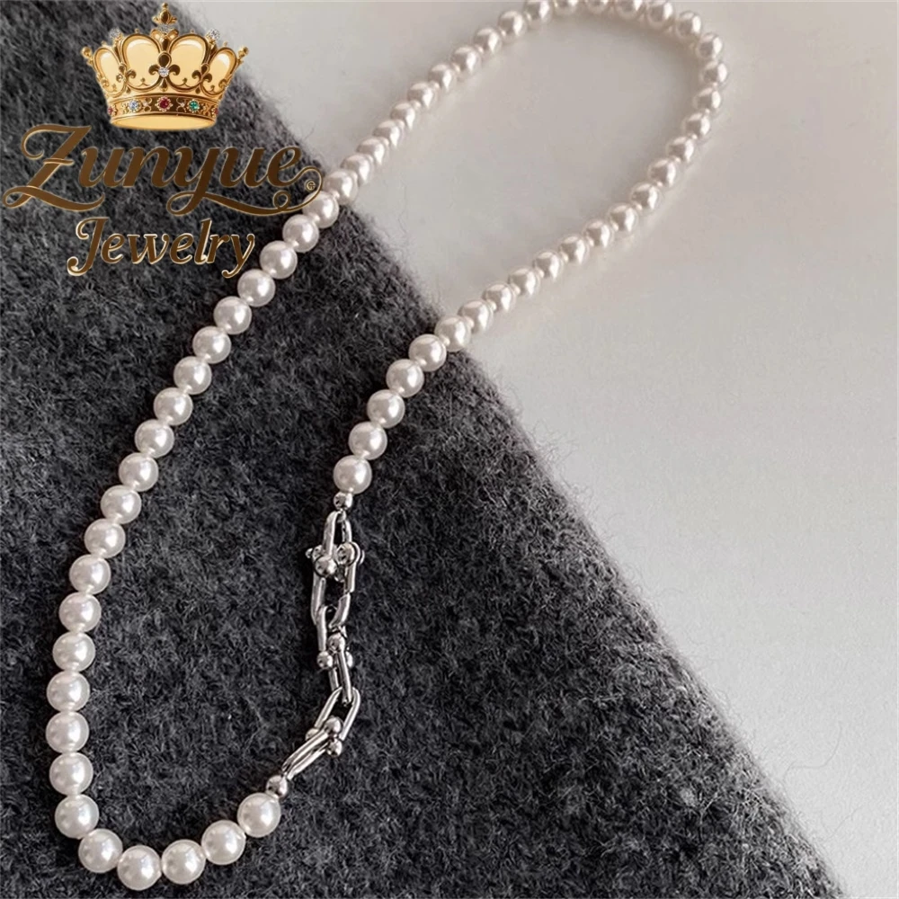 إكسسوار قلادة من اللؤلؤ للنساء تصميم فاخر خفيف سلسلة الترقوة الراقية سترة سلسلة مطرز الزي سلسلة العنق الإكسسوار