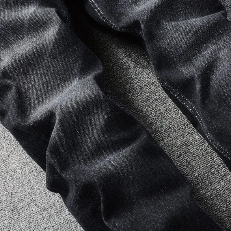 Fashion Vintage Men Jeans High Quality Retro Black Gray Elastic Slim Fit Designer Jeans Men Italian Style Denim Pants Hombre