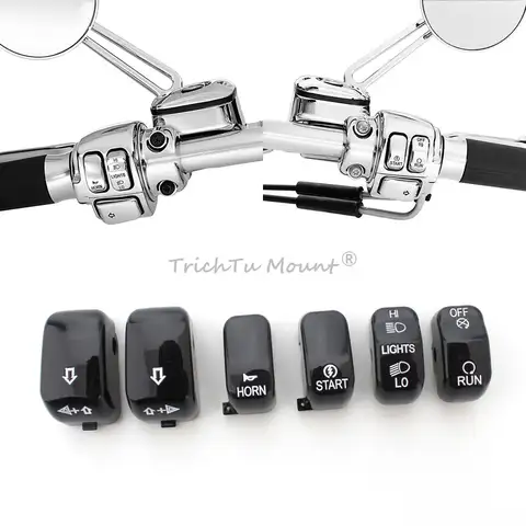 Motorcycle Accessories 6PCS Hand Control Switch Button Caps Cover Fit For Sportster XLH883 Dyna Wide Glide FXDWG/I 1996-2011