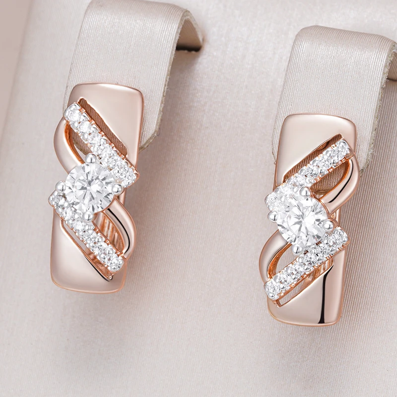 Kinel Hot Design natürliche Zirkon Tropfen Ohrringe für Frauen Luxus 585 Roségold Silber Farbmischung tägliche Braut Hochzeit edlen Schmuck