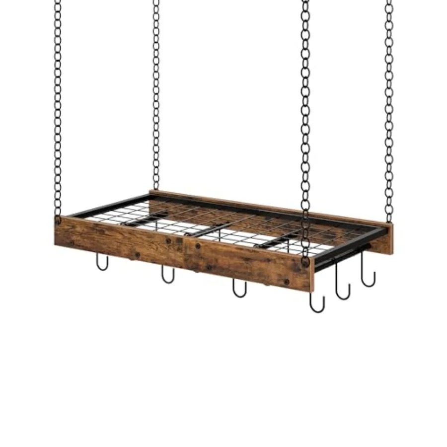 Estante para colgar ollas, colgadores para ollas Vintage para cocina, estante para ollas montado en el techo, estante para colgar ollas y sartenes con 12 ganchos en forma de S para Co