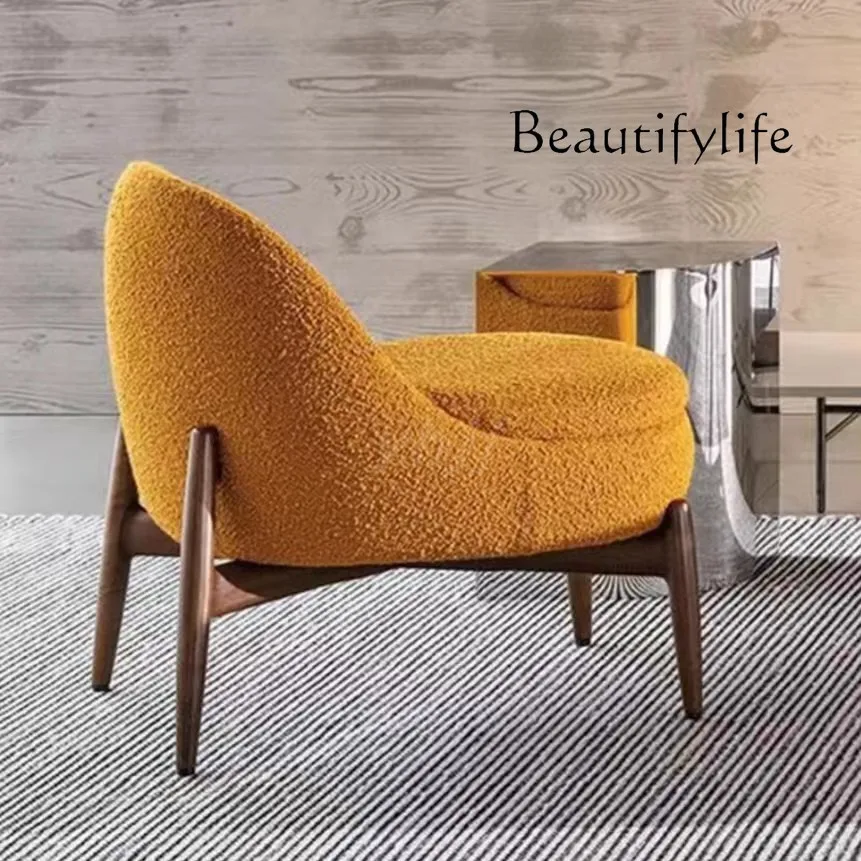 Single sofa chair modern simple light luxury Italian solid wood living room lazy bedroom balcony designer creativity