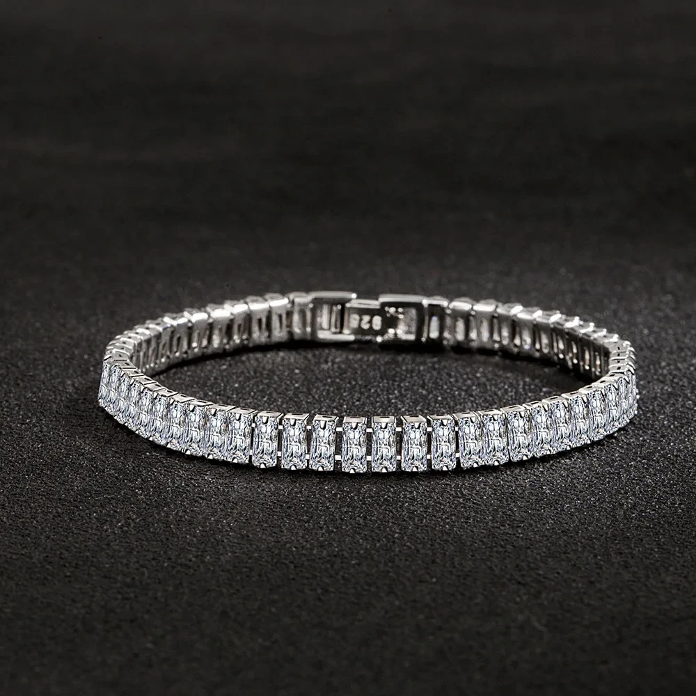 URMYLADY 925 Sterling Silver Bracelet Chain Light Luxury Color Crystal Hand Jewelry For Women Charm Wedding Gift Girl Party 18cm 4