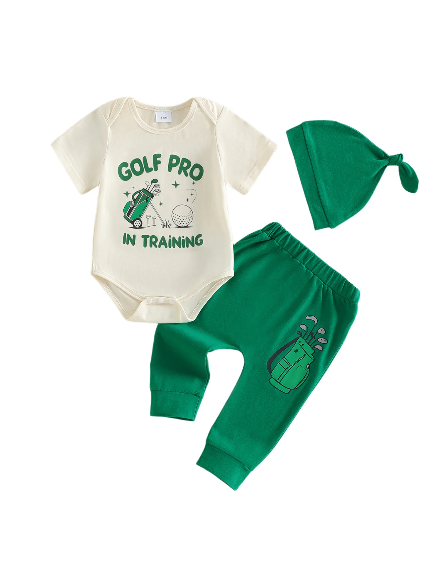 

Детский комбинезон унисекс с гольф-тематикой, шорты и кепка в тон, летний комплект из 3 предметов для малышей