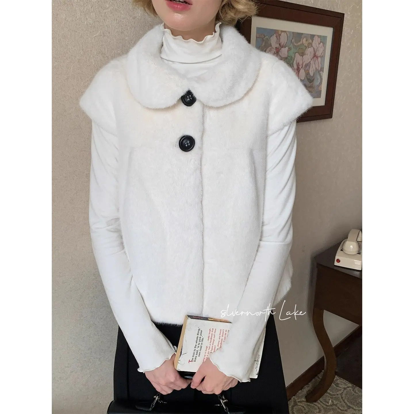 

Осень-зима 2025 г., плюшевый жилет с кукольным воротником, многослойное пальто, короткий теплый топ