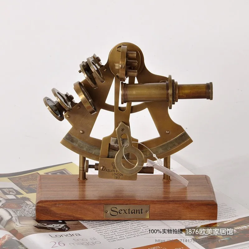 

Brass nostalgic Western antique study ornament sextant model nautical photography props personalized collection