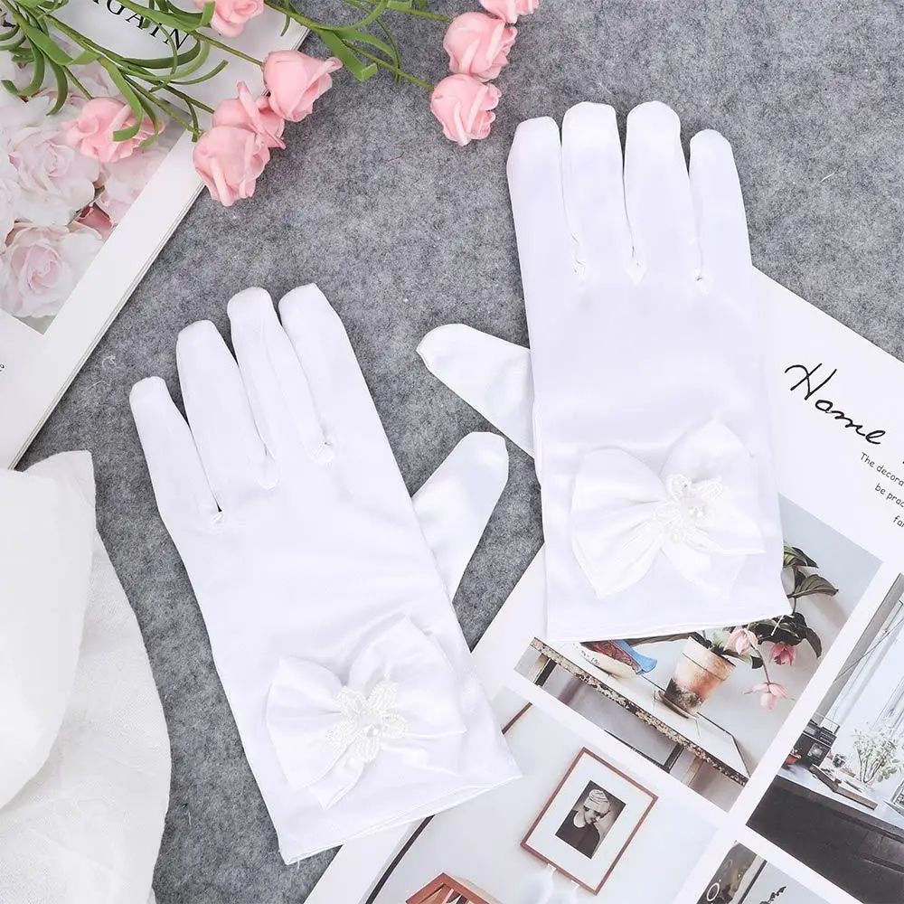 Children's Party Short Gloves Dress Accessories 1pair Dress Gloves Bowknot Gloves Brief Paragraph Lady Gloves Princess Gloves