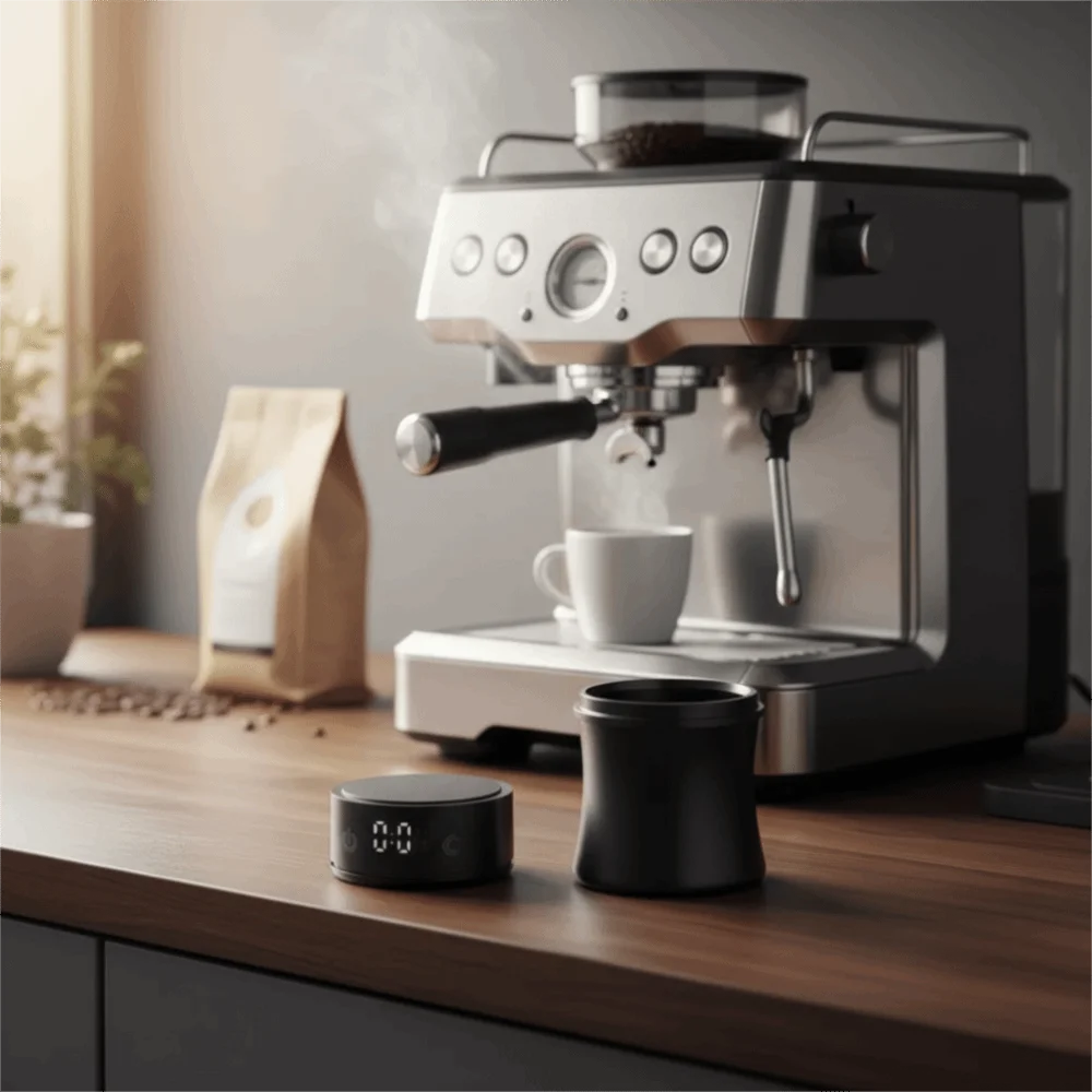 High-precision 58 MM Coffee Dosing Cup LED Screen Aluminium Alloy Electronic Coffee Scale Wear-resistant Coffee Powder Cup Gift