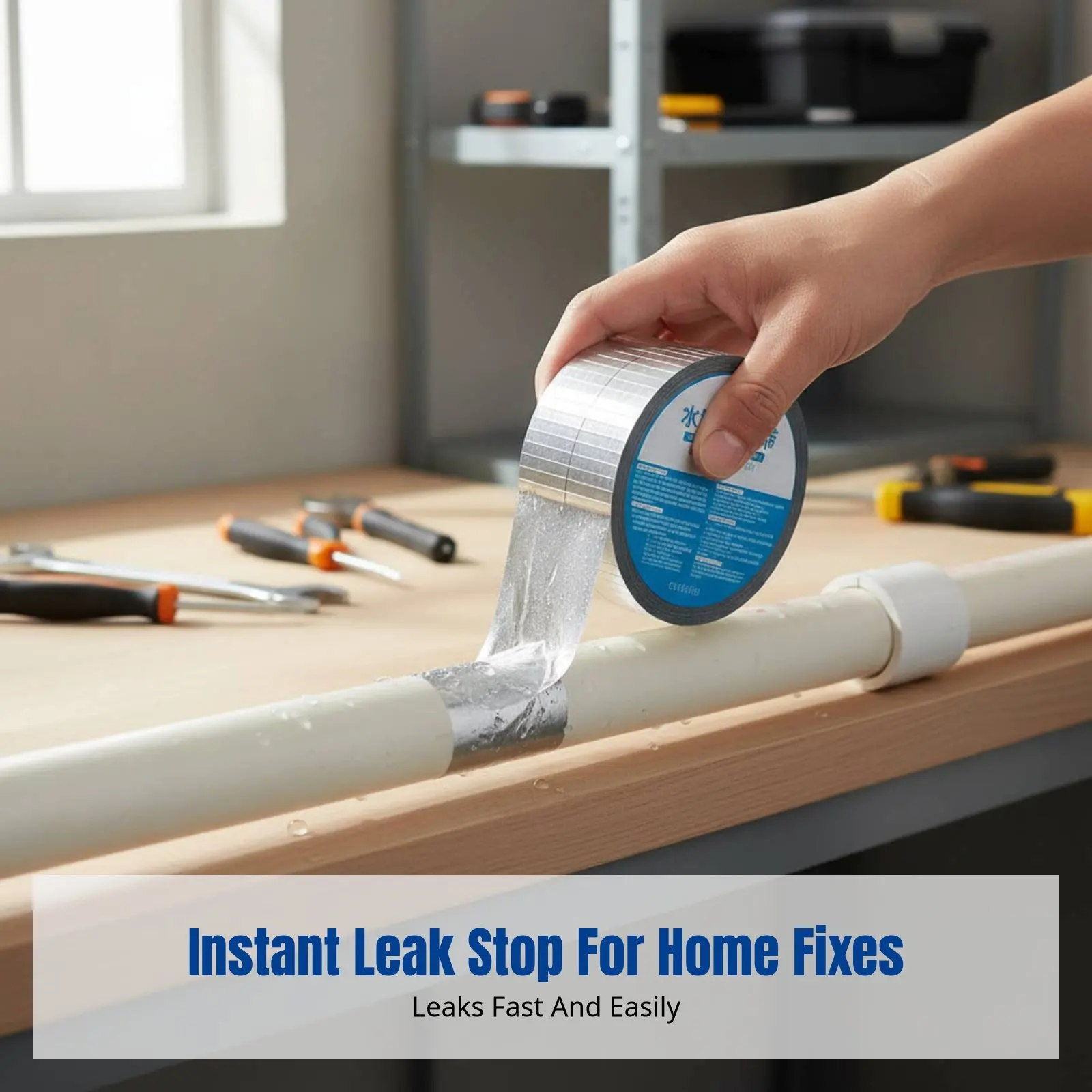 

Pipe Repair Tape, PVC Waterproof Leak Sealing, Super Adhesive Butyl Tape for Drainage, Easy Application