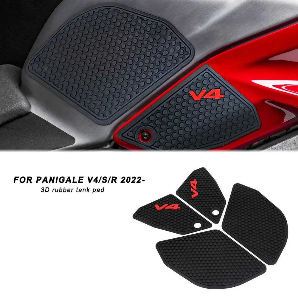 For Panigale V4  V4S V4 S R SP2 2022 2023 Motorcycle Non-slip Side Fuel Tank Stickers Waterproof Pad Rubber Sticker
