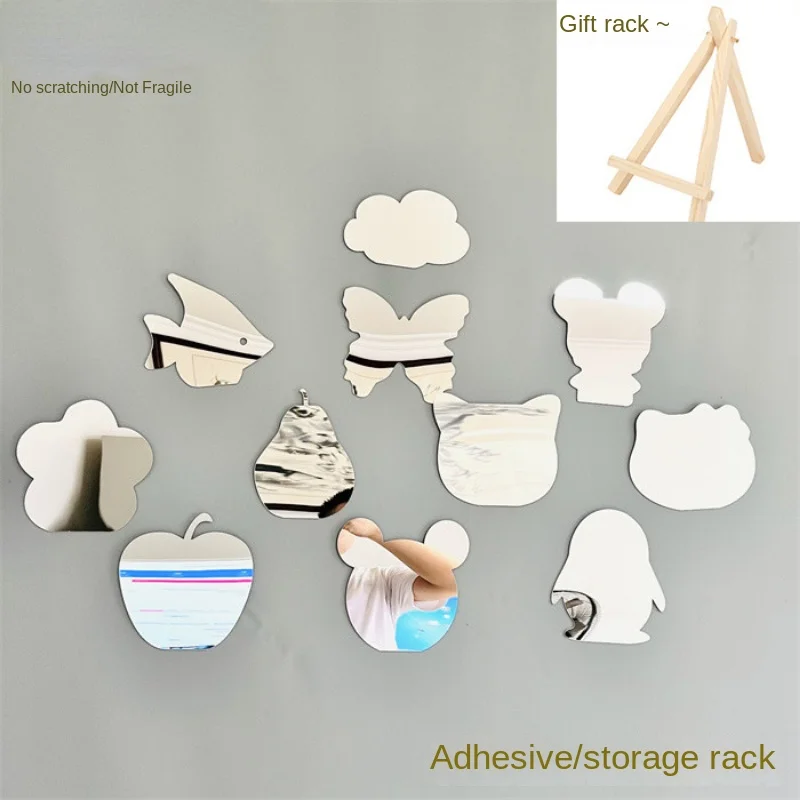 Simple Design Irregular Desktop Wooden Base Desktop Makeup Makeup Mirror Custom Mirror Stickers
