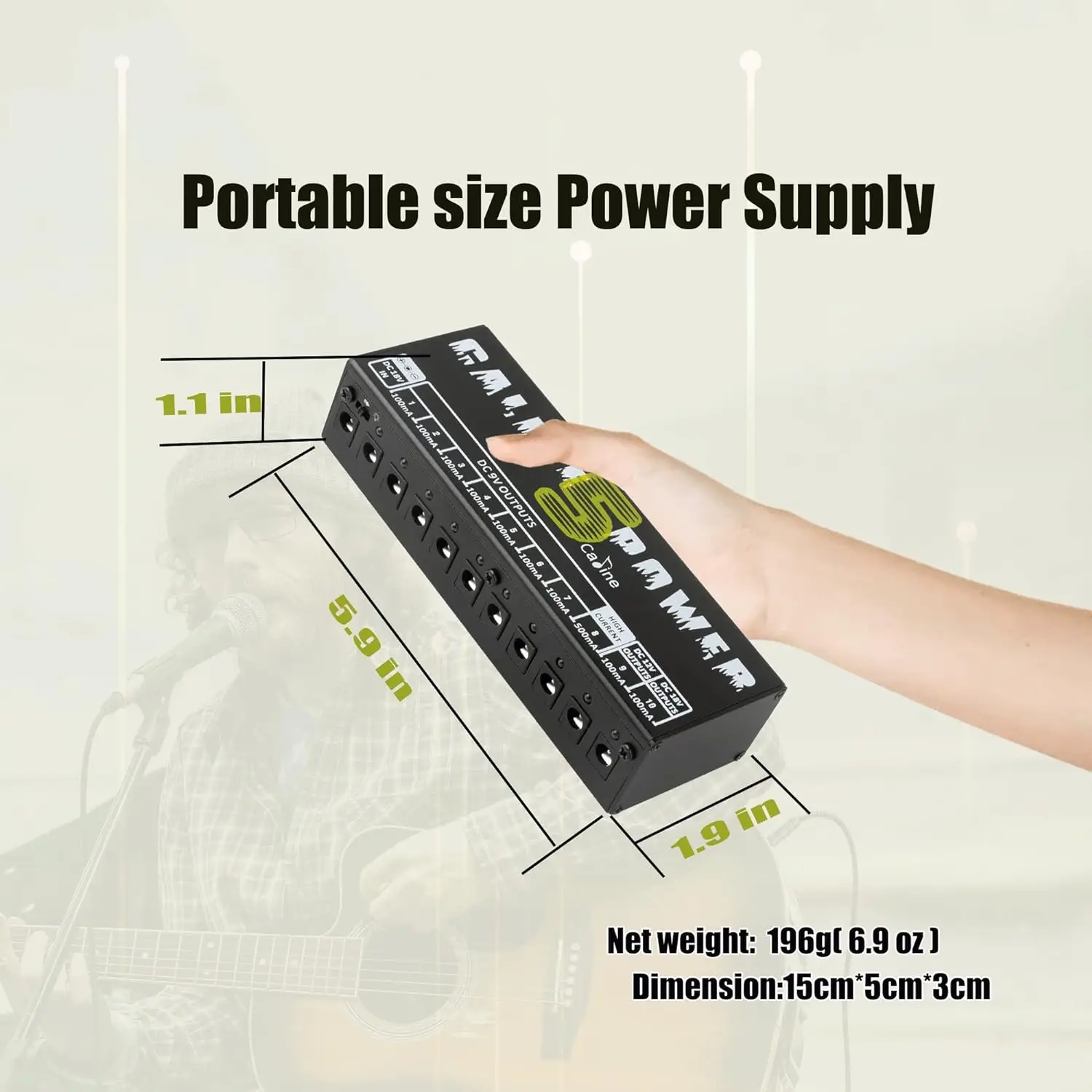 Imagem -06 - Caline Cp05 Guitarra Efeito Pedal Fonte de Alimentação 10 Saídas Isoladas 9v 12v 18v Sintonizador de Energia Curto-circuito Proteção contra Sobrecorrente