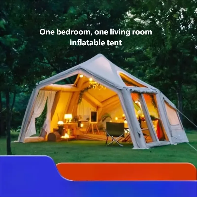 

4-6 Person Inflatable Ridge Tent - One-Bedroom One-Living Room Large Camping Tent | Windproof & Rainproof Outdoor