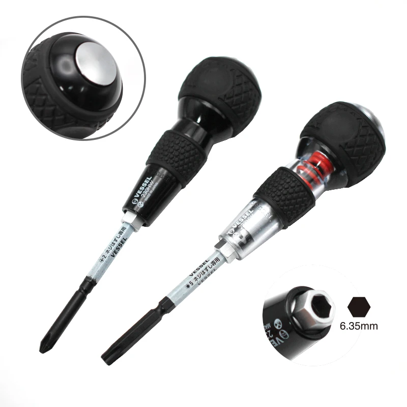 VESSEL Ball Grip Impact Screwdriver With Hasselbit Japan Phllips Slotted Impact Driver Tools 230HW 238HW-2