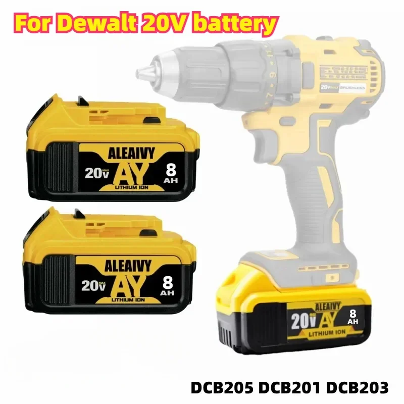 

ALEAIVY BATTERY For Dewalt DCB200 20V 8.0AH/6.0Ah/5.0Ah Replacement Battery Compatible with 18V/20V Tools Battery+charger