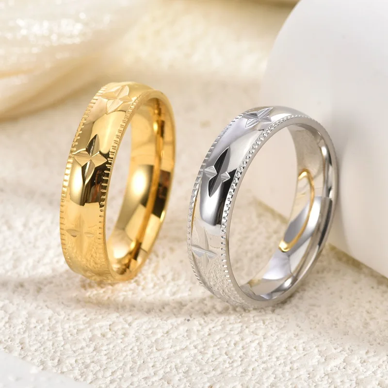 

Luxury-Style 18K Gold Plated 6mm Non-Deteriorating Exclusive High-Quality Emotional Couple Versatile Engagement Ring