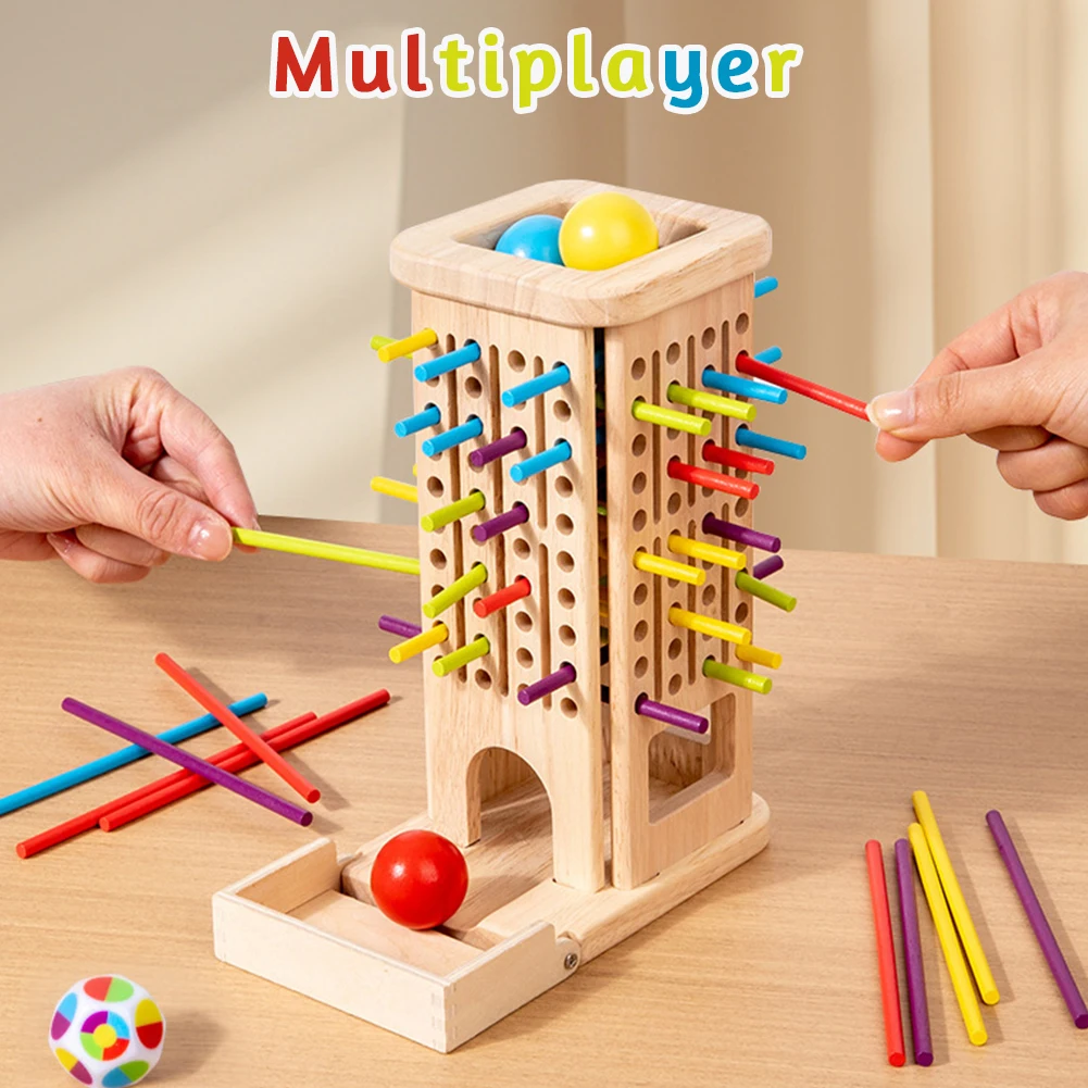 3-In-1 Vroeg Onderwijs Houten Stok Spel Herbruikbare Ouder-kind Interactief Spel Slijtvast Concentratie Balans Bordspel