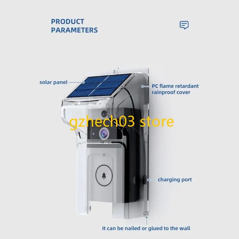 G2AC Guard Shield Easy Installation Türklingel Regenabdeckung mit Solarpanel wasserdicht
