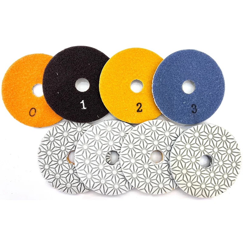 Almohadilla de pulido en húmedo Flexible de 4 pulgadas, 4 escalones, diamante para mármol, granito, azulejo de cerámica, hormigón, envío gratis, 4 piezas/8 piezas