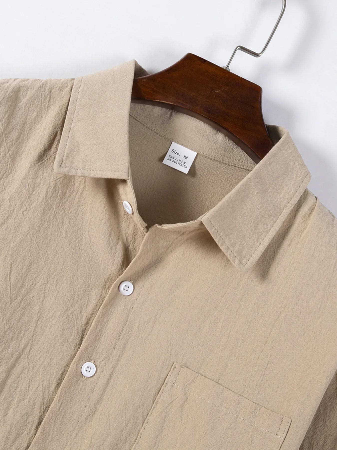 Casual linnen overhemd voor heren, reversknop, zomertop met lange mouwen, ademend, comfortabel, losvallend voor heren