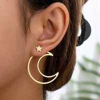 DOTIFI Stainless Steel New Fashion Simple Design Hollow Stars Moon Earrings Female Personality Trend Party Jewelry Party Gifts
