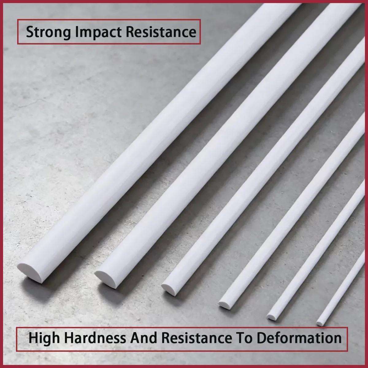 500mm Length ABS Plastic Solid Half Round Bar - DIY Building Model Making Processing Accessories