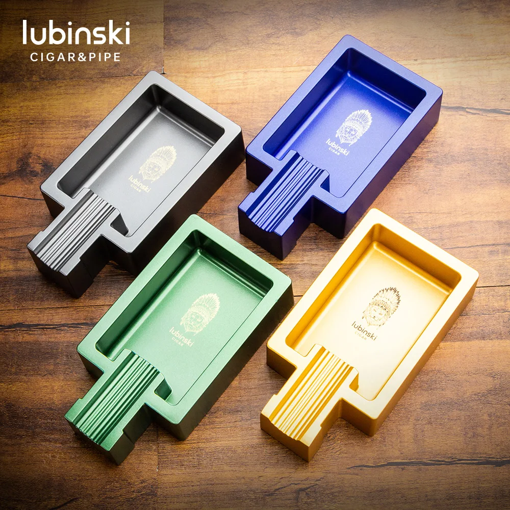 Lubinski Factory Simple Cigar Ashtray 4 colors Zinc Alloy square ashtray