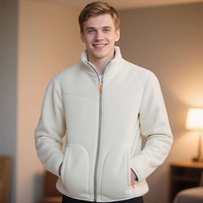 

2025 Men's Reversible Fleece Jackets Stand Up Collar Cardigan and Fleece Jacket Add Fleece for Warmth in Autumn and Winter costs