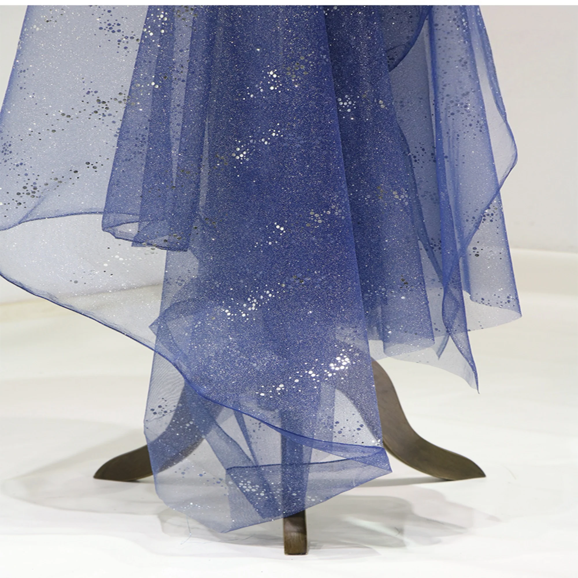 Kain Renda Lebar 0.5 Meter 59.05 Inci, Renda Biru, Kain Renda Payet, Kain Renda 3D, Renda untuk Gaun DIY