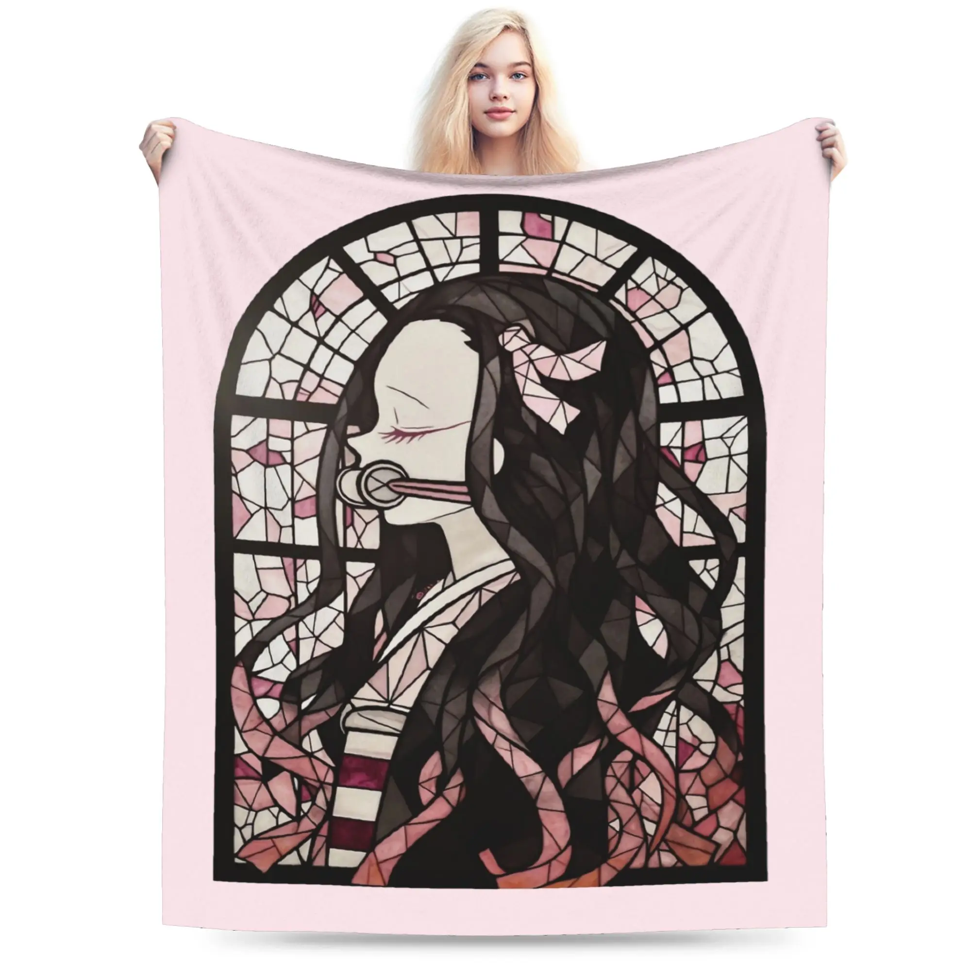 

Demoned Slayered Nezuko Kamado Blanket Coral Fleece Plush Textile Decor Ultra-Soft Throw Blankets for Sofa Couch Bedspreads