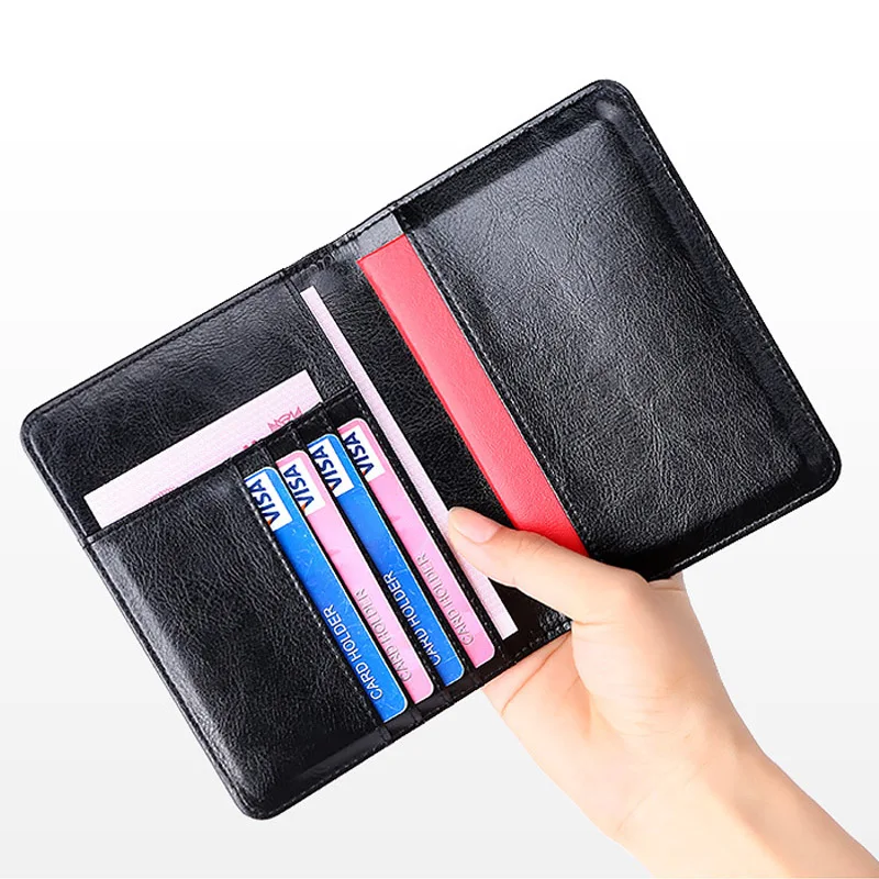 Passport Holder RFID Blocking Genuine Leather Passport Cover Bag Multifunctional Travel Air Ticket Leather Case Wallet