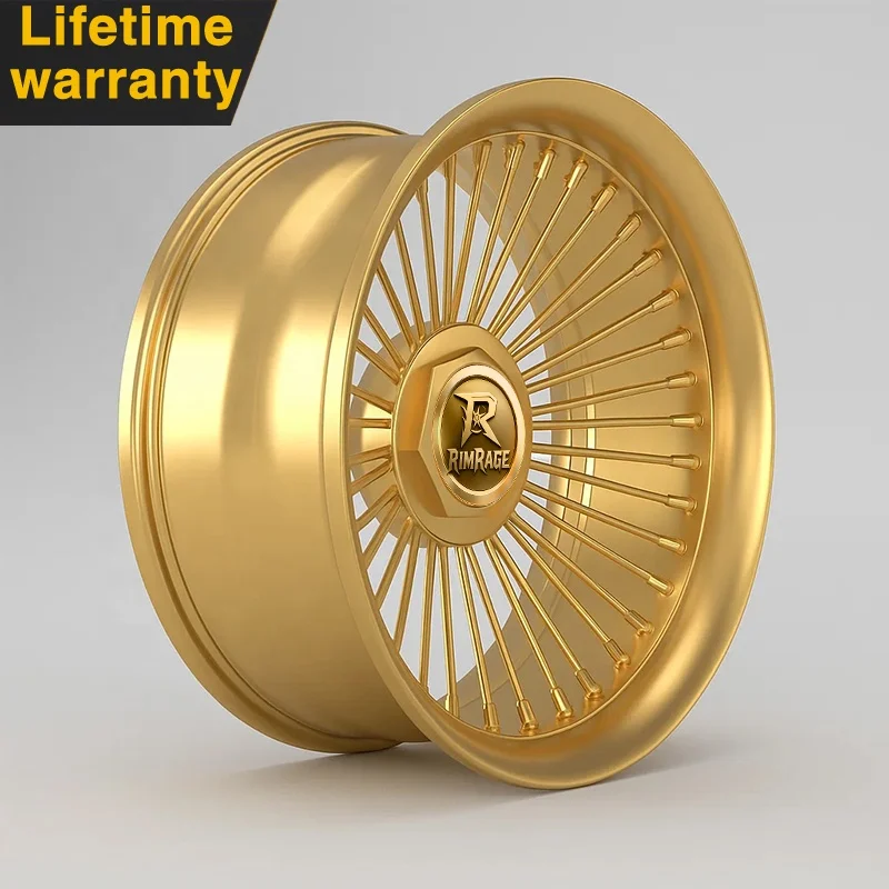 

RimRage Gold Forged Spoke Wheels Retro Classic Series for Benz BMW Audi Porsche Mustang Corvette, Multi-Spoke Design