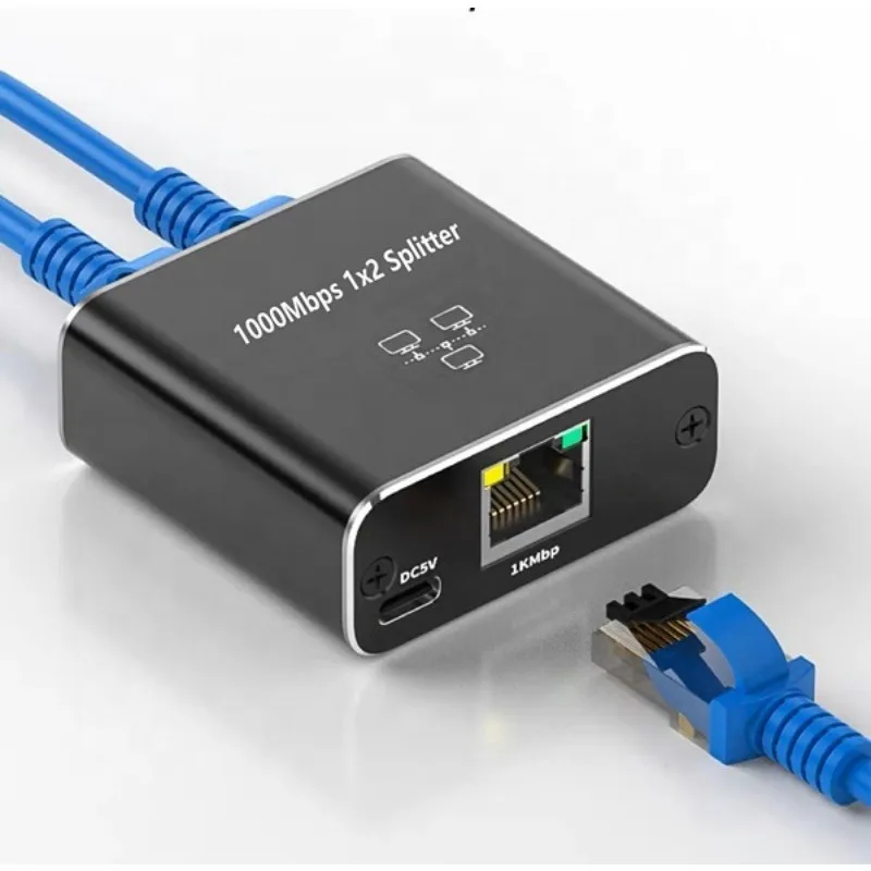 

1000Mbps RJ45 Splitter Network Adapter Gigabit Converter 1 to 2 RJ45 Internet Splitter 8P8C Extender Plug Extension