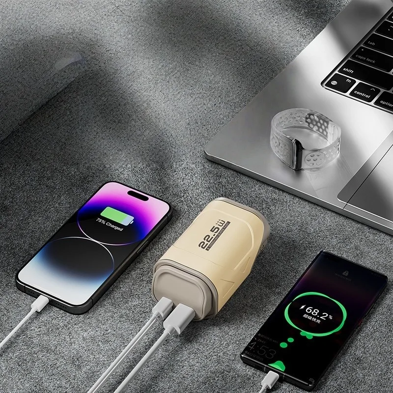 22.5W 10000mAh AC Plug Power Bank with Built-in Cable Super Fast Charging 3C Certified Portable External Battery Charger