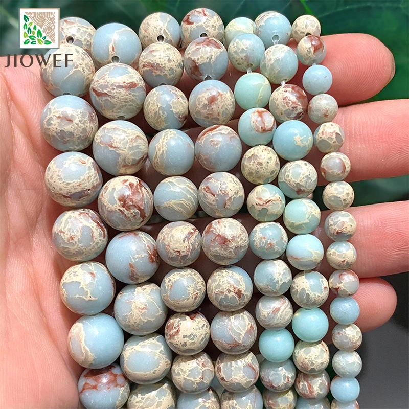 Natural ShouShan Snakeskin Blue Stone for Jewelry Making Round Spacer Loose 4/6/8/10/12MM Beads DIY Fashion Bracelet 15