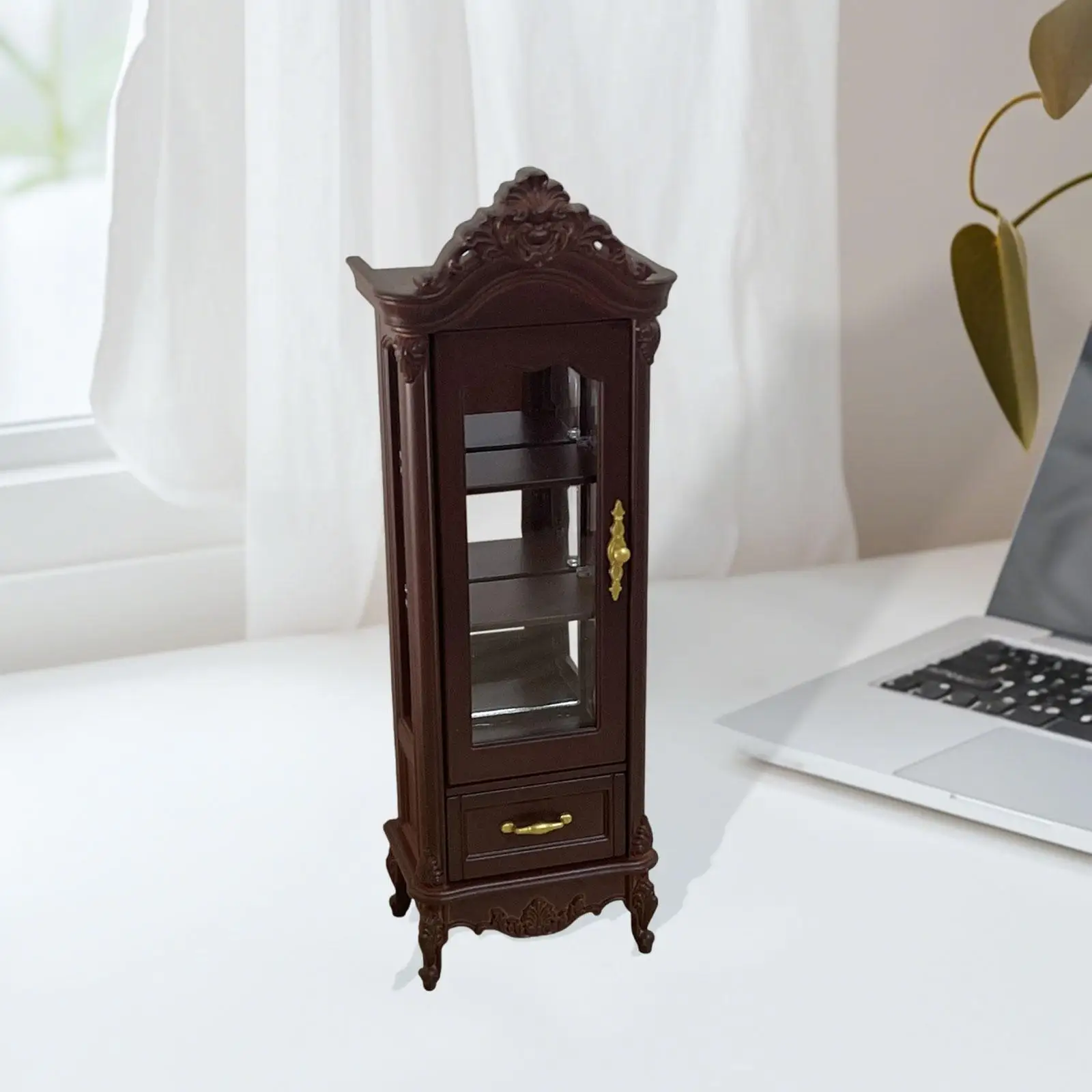 Armário de simulação para casa de bonecas, pode ser aberto para acessórios de cena de bonecas, ornamento de mesa, decoração de jardim de fadas, adereços de móveis