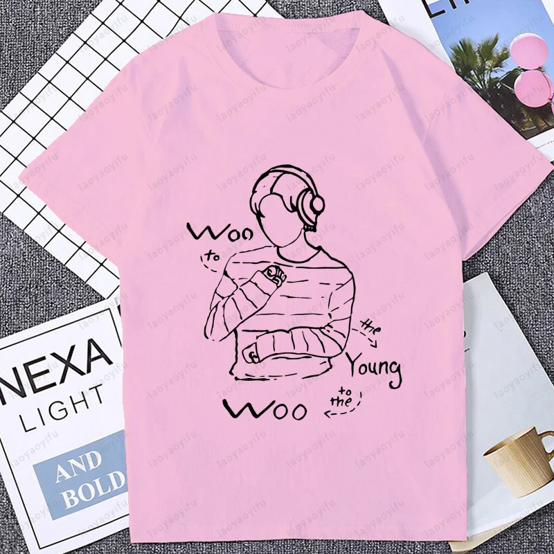 خط أسلوب بسيط الجرافيك المحامي الاستثنائي K-دراما التي شيرت موضة عادية فضفاض Harajuku رجل تي شيرت الهيب هوب الصيف تيز #5