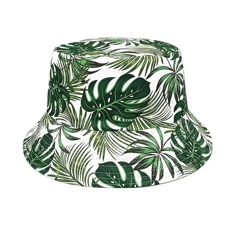 LDSLYJR Four Seasons Polyester Cartoon Leaf Print Bucket Hat Fisherman Hat Outdoor Travel Sun Cap for Men and Women 269
